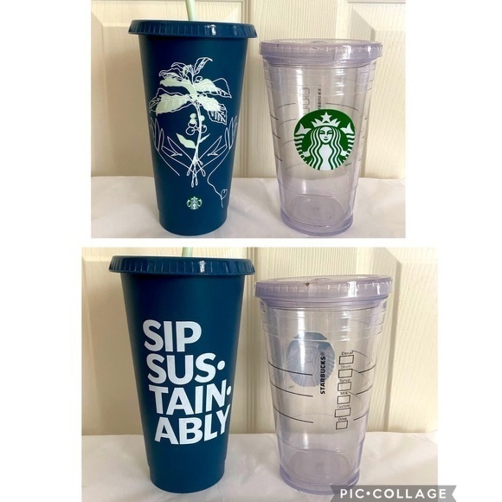 2 STARBUCKS Sip Sustainability & Clear Collection Cold Cups